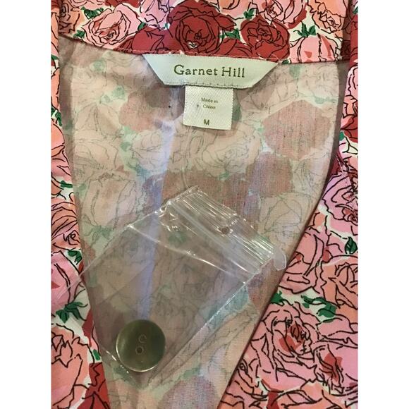 Garnet Hill Pajama Set Womens Sz Medium Floral 100% Cotton Tops Pants New no Tag - Picture 3 of 10